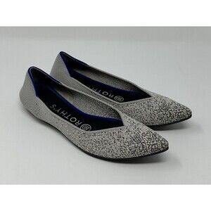 Rothy’s The Point Flat Pearl Metallic Silver Slip On Shoes Retired Size 6
